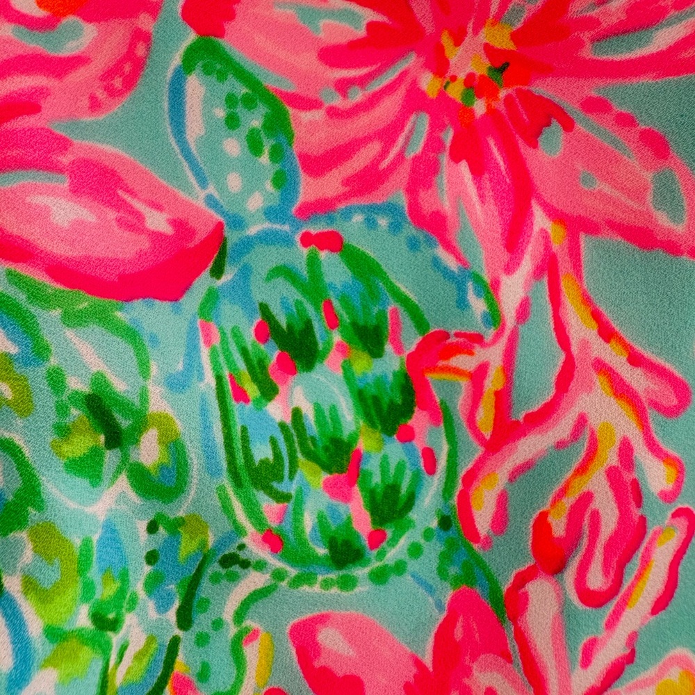 Lilly Pulitzer Pink and Green Floral Mini Dress SZ 6 - Picture 9 of 9